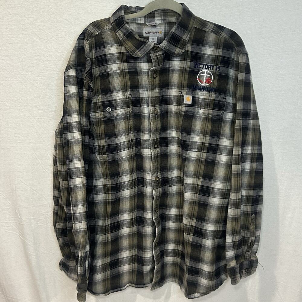 Carhartt Men’s 2XL Heavyweight Flannel Long Sleeve Original Fit Embroidered